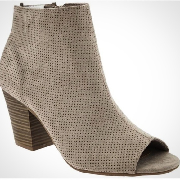 Old Navy Shoes - Perforated Suede Peep Toe Ankle Boots